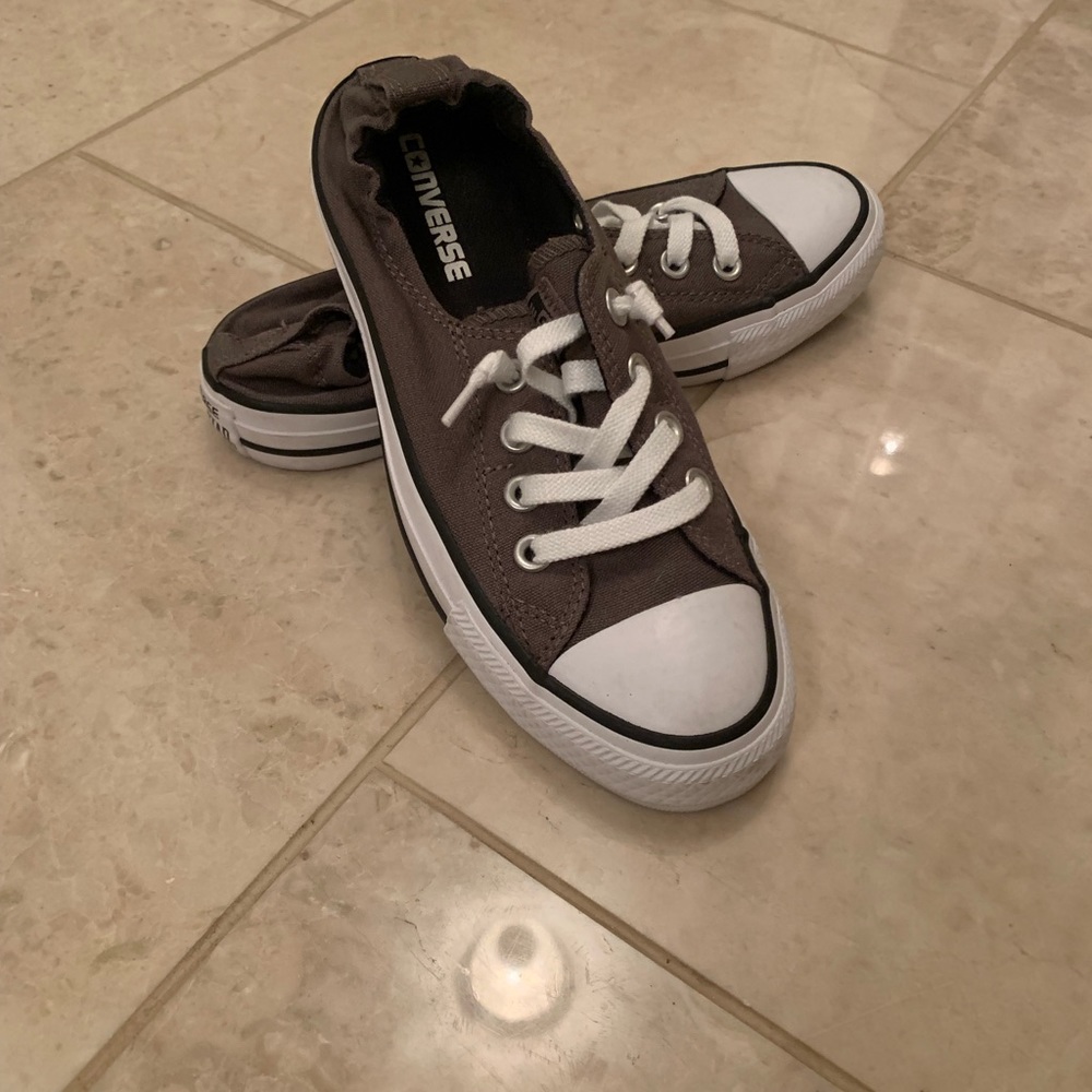 Barley worn dark grey converse shoes size 7